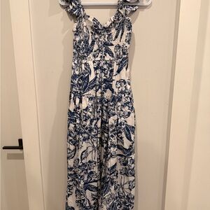 Blue and White Floral Maxi Dress